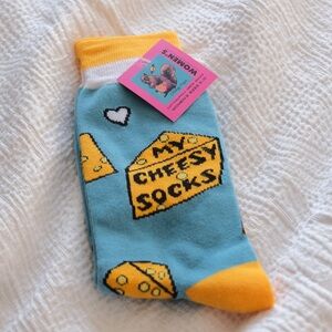 Blue and Yellow Cheese Print Kids Socks